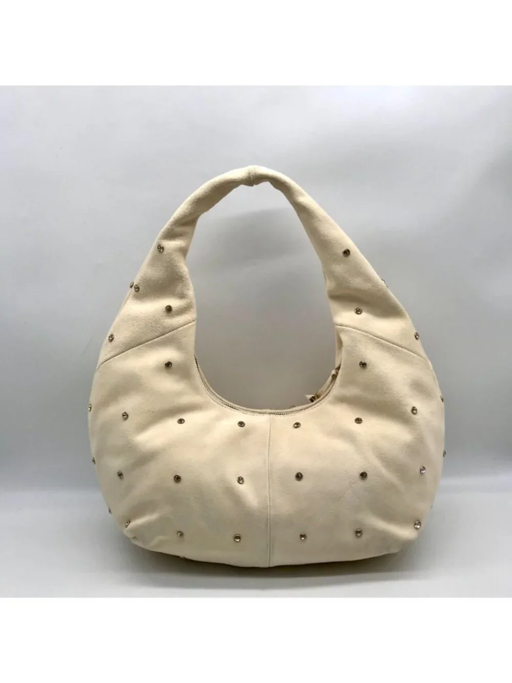 Sam Edelman Ivory Suede Faren Rhinestone Hobo Bag